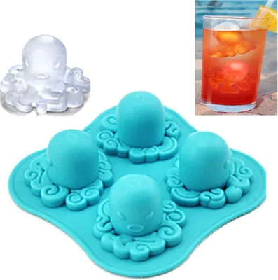 Produktbild von Eiswürfelform aus Silikon Eiswürfelbehälter Design Eiswürfelschale Eiskugelform BPA Frei Octupos Silikon Blau