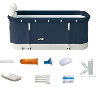 Image de Baignoire pliable 120 x 60 cm, ensemble de salle de bain portable, baignoire familiale