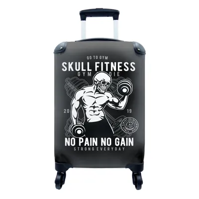 Produktbild von MuchoWow® Koffer Handgepäck Trolley Rollkoffer Kleine Reisekoffer mit 4 Rollen - Gewichte - Fitness - Skelett - Retro - Cabin Size < 55x40x23 cm & 55x40x20 cm - Fotokoffer - Kabinenkoffer - Boardgepäck - Reise-Box - Reisekoffer - Reisegepäck - Koffer mit Bild - Trolley für Kinder