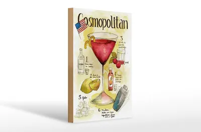 Produktbild von Holzschild Rezept 20x30cm Cosmopolitan Cocktail Recipe