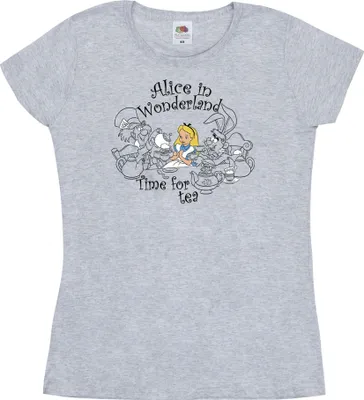 Produktbild von Disney - "Alice In Wonderland Time For Tea" T-Shirt für Damen BI7085 (M) (Grau)