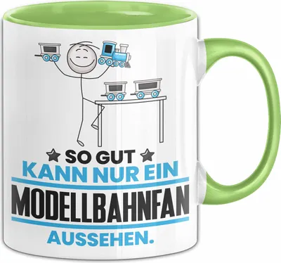 Produktbild von Modellbahnfan Geschenk Tasse So Gut Kann Nur Ein Modellbahnfan Aussehen Geschenkidee Kaffee-Becher (Grün)