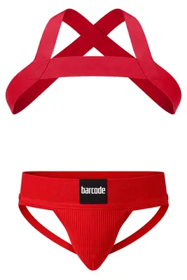 Immagine prodotto di Barcode Berlin - Intimo da Uomo Sospensorio - Multipack 1x Sergey Jockstrap + 1x Matt Harness Red - Taglia S