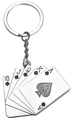 Productafbeelding van Poker sleutelhanger – Sleutelhanger in de vorm van een kaartspel – Kaartsleutelhanger – zilverkleurig – 1 stuk – Pokerkarten – CHPN