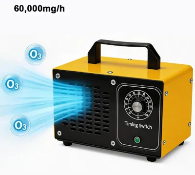 Zdjęcie produktu dla Ozonator – generator ozonu – 60000 mg/h – 220–240 V, wtyczka EU – przepływ powietrza: 50 m³/h – moc: 110 W – filtr H13 – kolor: żółty