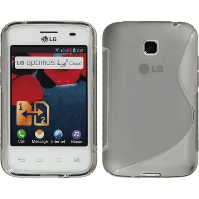 Produktbild von PhoneNatic Case kompatibel mit LG Optimus L3 II Dual - grau Silikon Hülle S-Style + 2 Schutzfolien
