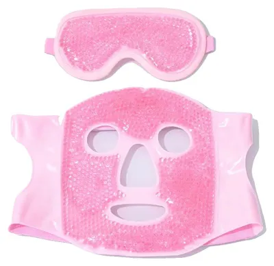 Image de Masque pour les yeux couvrant tout le visage, thérapie par le froid et la chaleur, atténue les cernes, rose--2