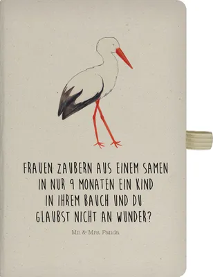 Produktbild von Mr. & Mrs. Panda Reisetagebuch Storch - Transparent - Geschenk, Notizheft, Journal, Mütter, Tagebuch, Adressbuch, Babybauch, Störche, Baby, notizbuch, Schwangerschaft