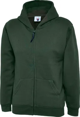 Produktbild von Kinder Sweatjacke Kapuze "UC506" Classic - Uneek Bottle Green 11/13 YRS