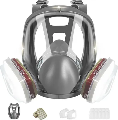 Immagine prodotto di ZXICH maschera respiratore a pieno facciale Maschera antigas riutilizzabile filtro a carbone attivo