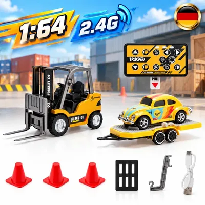 Productafbeelding van Miniële, op afstand bestuurbare vorkheftruck, schaal 1:64, RC-truck speelgoed met app-bediening