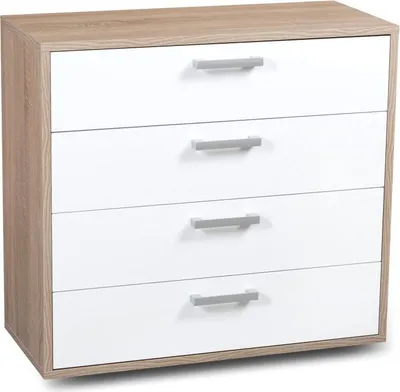 Produktbild von Kommode Palpala 07, Farbe: Eiche Sonoma / Weiß - 75 x 80 x 35 cm (H x B x T)