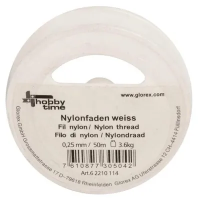 Produktbild von Glorex Nylonfaden weiß 0,25 mm, 50 m