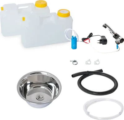 Produktbild von 230V Miniküche Campingküche Küchenblock Bausatz Rundspüle 32 cm Blockhaus Garten