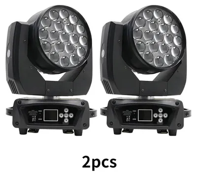Zdjęcie produktu dla RGBW, 4-w-1, ruchoma głowica LED, 19 x 15W - oświetlenie sceniczne DMX512 - zestaw 2 sztuk - funkcja zoomu - kąt świecenia 15° - moc 500W - profesjonalne oświetlenie DJ