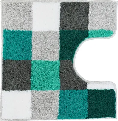 Produktbild von Kleine Wolke Badteppich Caro Petrol 55 cm x 55 cm WC-Vorleger mit Ausschnitt