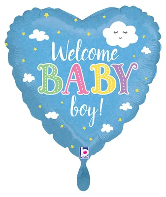 Produktbild von 18"/Ø46cm Herz Folienballon "Welcome Baby Boy"