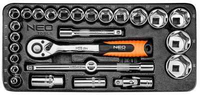 Zdjęcie produktu dla NEO TOOLS Klucze nasadowe 1/2", zestaw 27 szt., wkładka