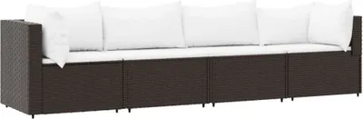 Produktbild von vidaXL 4-tlg. Garten-Lounge-Set mit Kissen Braun Poly Rattan