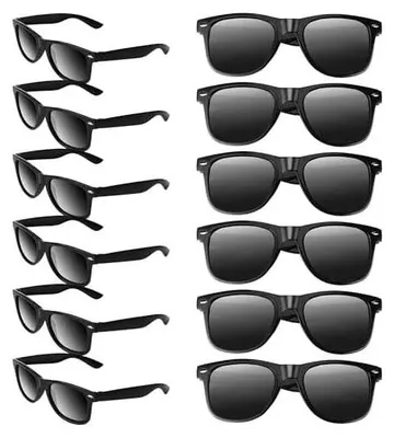 Produktbild von 12Pack Sonnenbrillen Bulk Beach Party Sonnenbrillen Unisex Retro Klassisch Partybrillen Goody Bag Fillers für Geburtstagsfeier Pool Hochzeitsfeier Schwarz