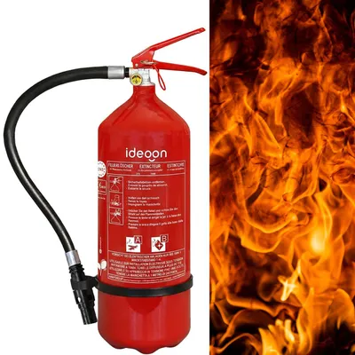 Produktbild von 6L Schaumfeuerlöscher Fluorfrei, Brandklasse A B, Feuerlöscher mit Manometer & Wandhalterung, 21A 144B, Löschgerät inklusive Gummischlauch