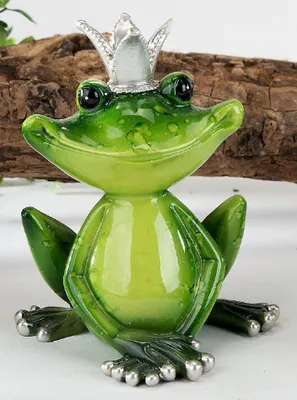 Produktbild von Dekofigur Froschkönig in frischem Grün mit Krone, 12 cm