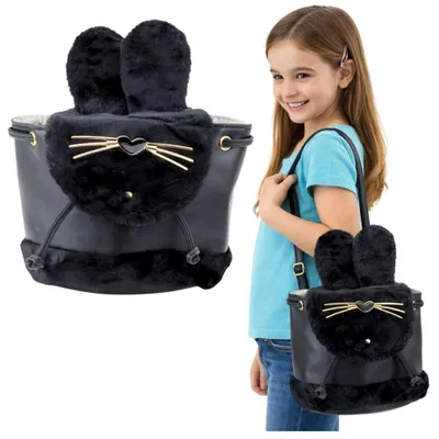 Produktbild von Kinderrucksack Plüschohren Verstellbarer Riemen Schwarz 22cm 4L