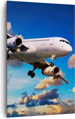 Produktbild von Bild auf Leinwand - Leinwandbild - Einteilig - Flugzeug Flug Reise Fahrzeug - 80x120cm - Wand Bild - Wanddeko - Wandbilder - Leinwanddruck - Wanddekoration - Leinwand bilder - Wandbild - PA80x120-2445