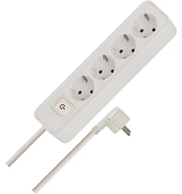 Produktbild von Brennenstuhl Steckdosenleiste 4-fach (Mehrfachsteckdose mit Schalter, Flachstecker und 1,4m Kabel) weiß