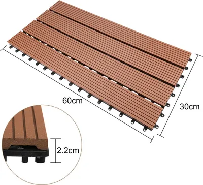 Obrázek produktu pro VINGO WPC terasové dlaždice 30 dřevěných dlaždic balkonové dlaždice click dlaždice plastová podlahová krytina zásuvné dlaždice hnědá