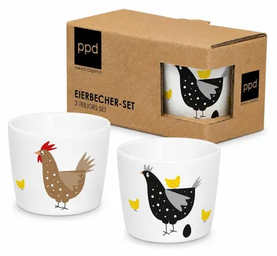 Obrázek produktu pro PPD Snídaňový klub Sada šálků na vejce, 2 tlg, Eierbecher, Eierhalter, Nová kostní Čína, 604802