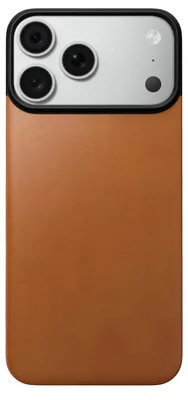 Imagen del producto de Nomad, funda magnética de cuero Horween para iPhone 18 Pro Max, color Saddle