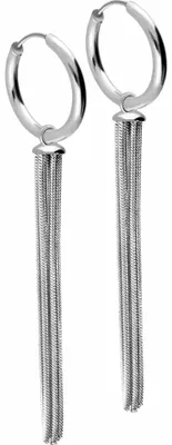 Produktbild von Chirurgenstahl Ohrclicker Creolen QUASTE Silber Innendurchmesser: 14mm + Designstärke: 2mm