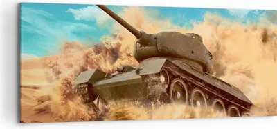 Produktbild von Bild auf Leinwand - Leinwandbild - Panzer Poligon Feld - 120x50cm - Wand Bild - Wanddeko - Leinwanddruck - Bilder - Kunstdruck - Wanddekoration - Leinwand bilder - Wandkunst - AB120x50-3814