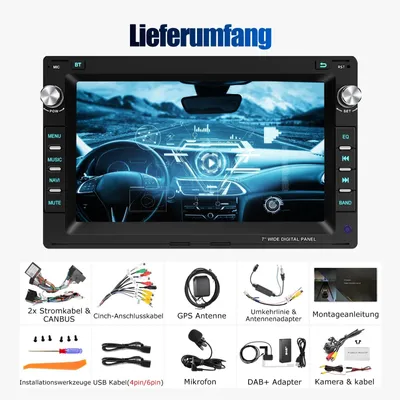 Obrázek produktu pro Multimediální přehrávač s 7palcovým dotykovým displejem, operačním systémem Android 15, bezdrátovým CarPlay a GPS