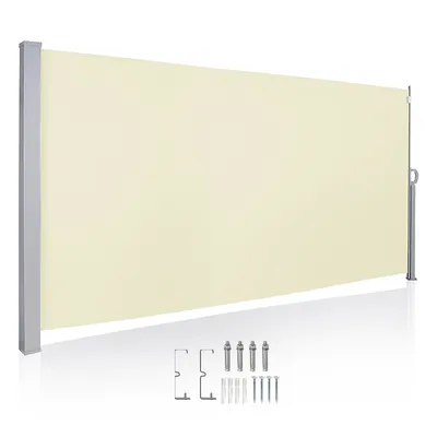 Produktbild von Seitenmarkise Ausziehbar Balkon Anthrazit Sonnenschutz Vollkassette Sichtschutz Beige 160x300cm