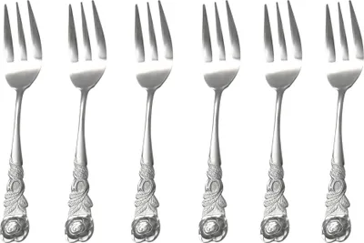 Produktbild von GRÄWE Kuchengabeln 6 Stück, Edelstahl, Serie Rosendekor