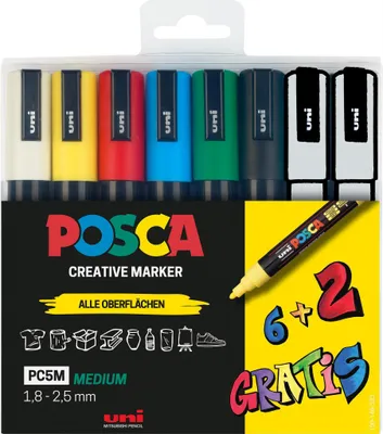 Image de POSCA Marker UNI PC-5M 6+2 Set
