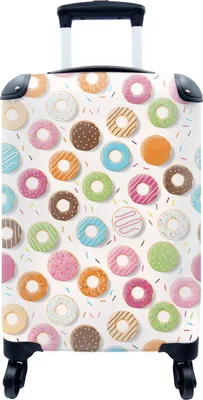 Produktbild von MuchoWow® MuchoWow® Koffer Handgepäck Trolley Rollkoffer Kleine Reisekoffer mit 4 Rollen - Muster - Donut - Pastell - Cabin Size < 55x40x23 cm & 55x40x20 cm - Fotokoffer - Kabinenkoffer - Boardgepäck