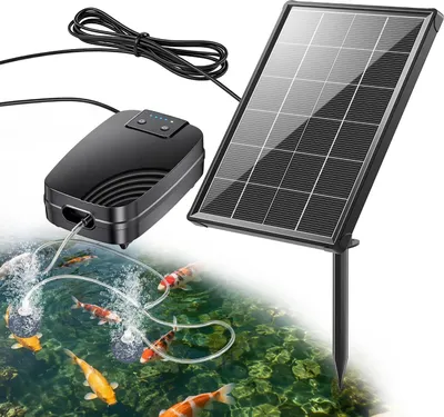 Productafbeelding van Vijverbeluchter Zonne-energie - Luchtpomp Vijver - Zuurstofvoorziening Vissen - Met Accu Backup - 2200 mAh - Zwart
