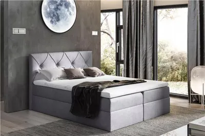 Obrázek produktu pro Elegantní kontinentální postel 200x220 CARMEN - šedá + topper