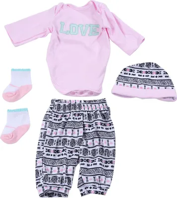 Productafbeelding van Simulatiepop, set met gekleurde kleding voor pasgeborenen van 50-55 cm, geschikt voor baby's van 0-3 maanden