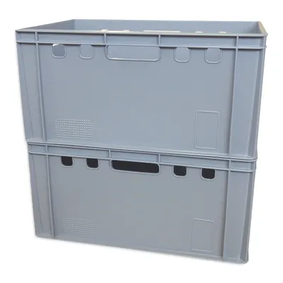 Produktbild von 2 x Eurofleischerkiste Vorratsbox E3 Kiste Behälter Gemüsekiste stabelbar Farbe grau (2xE3 grau)