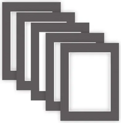 Produktbild von nielsen Conservation Passepartout 1,5 mm, 5er Set, Außenformat 30x40 cm für Bildformat 20,5x29,5 cm (DIN A4), Graphit grau mit Struktur