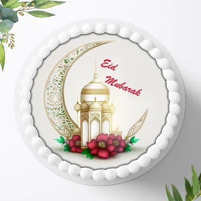 Produktbild von Für die Geburtstags Torte ein Tortenaufleger, Zuckerbild mit dem Motiv: Eid al Adha Mubarak,Ramadan , Essbares Foto für Torten, Fondant, Ø 20cm, 1375z