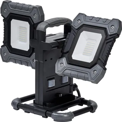 Zdjęcie produktu dla Reflektor roboczy LED OSRAM VAL FLEX, ciemnoszary/czarny, 2X30W, 6450lm, chłodna biała barwa światła, z głowicami obracanymi o 270° w pionie i 180° w poziomie, z kablem, stopień ochrony IP54, 6500K
