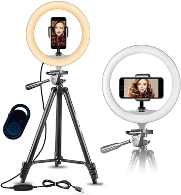 Produktbild von Uniq Ringlicht Modell 3120 mit Stativ bis 136 cm und Bluetooth Fernbedienung für YouTube und TikTok