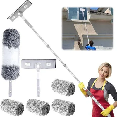 Obrázek produktu pro 3v1 teleskopický čistič oken s mikrovláknem, délka až 275 cm