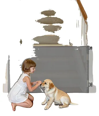 Image de Barrière bébé rétractable VEVOR Barrière chien extensible jusqu'à 145 cm de large / 98 cm de haut, barrière d'escalier avec serrure de sécurité, barrière de sécurité en maille filet pour escaliers couloirs intérieur/extérieur, grise