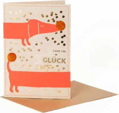 Produktbild von Goldneon Karte Dackel "Ganz viel Glück"